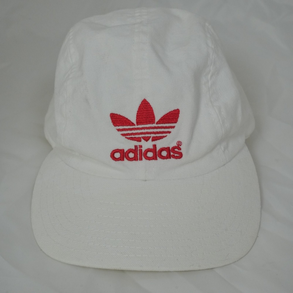 Vintage 80s Adidas Trefoil Big Logo cap Hat 4 panel strapback‎ mens dad